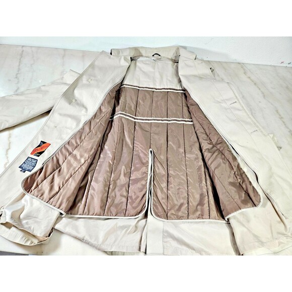 Vintage Oleg Cassini Thermolite Men's Trench Coat Tan All Weather Coat Size 54 - Picture 3 of 16